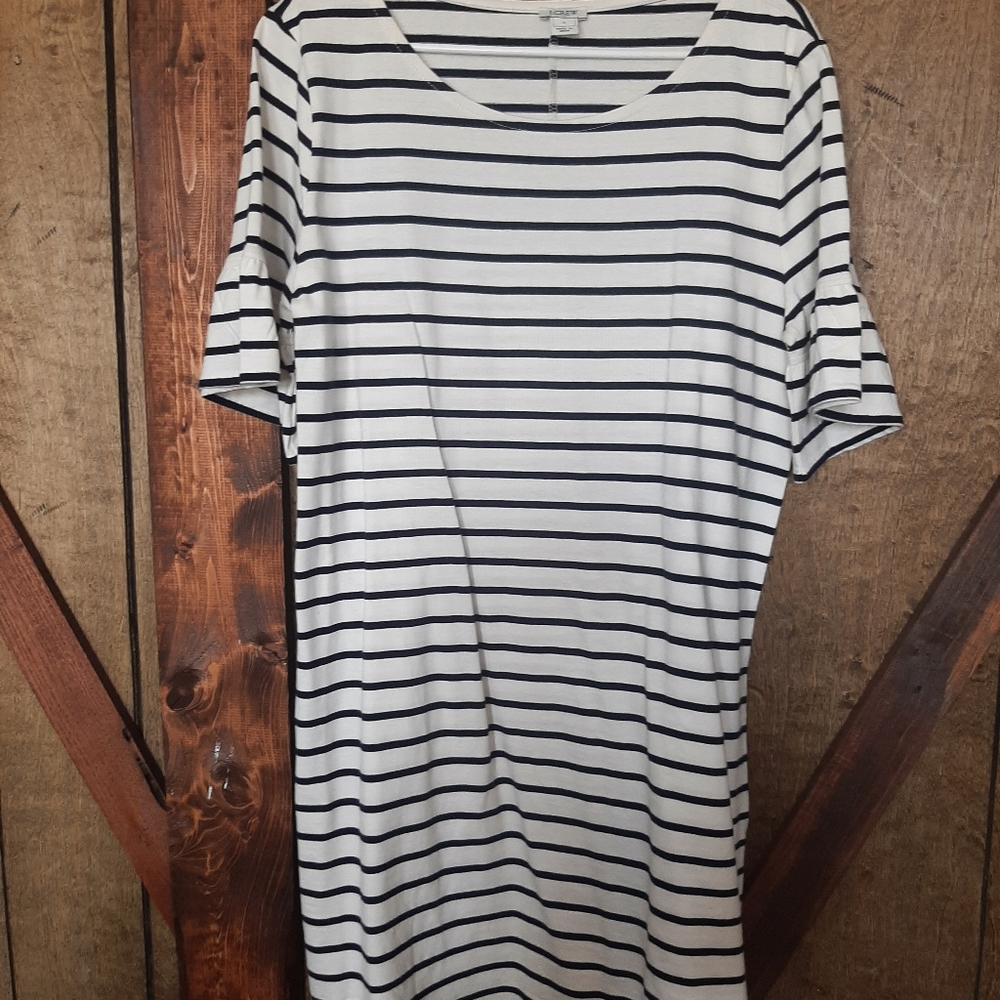 Navy and white striped dress